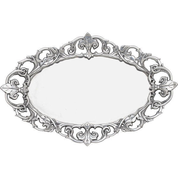 Arthur Court Metal Oblong Serving Tray Grape Pattern Sand Casted in Aluminum with